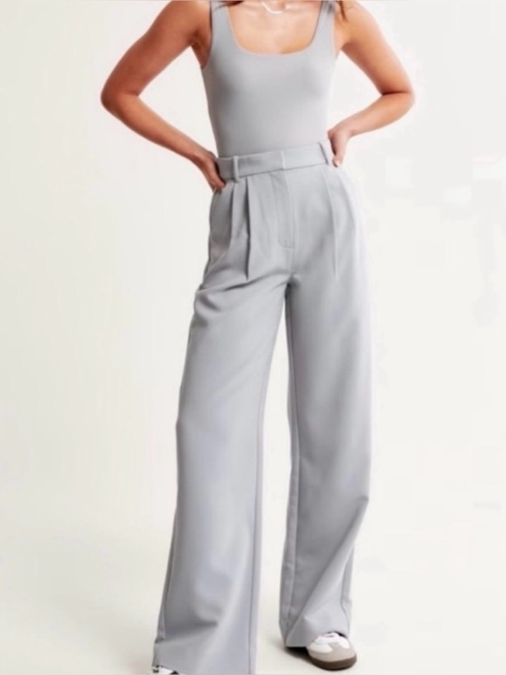 Abercrombie & Fitch Light Gray Wide-Leg Trousers